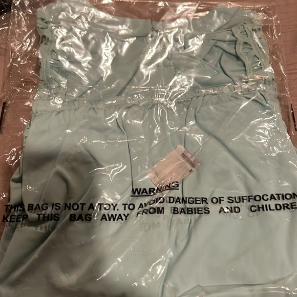 Lace Inset Blouson Knit Top COLOR : Airy Blue Size sizeXS - Picture 7 of 8